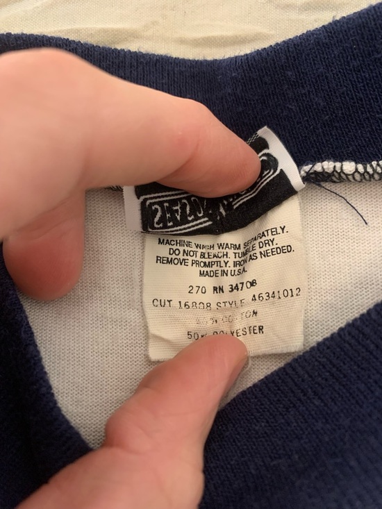 Vintage 80s The Season Ticket brand Nautical Style Ringer Tee, size Medium - Picture 7 of 7